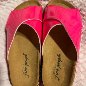 Never worn Free People pink slide on sandals.